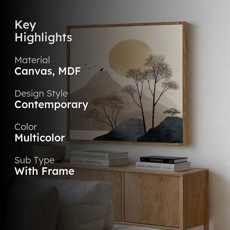 Misty Hills Canvas Wall Art With Frame - 2