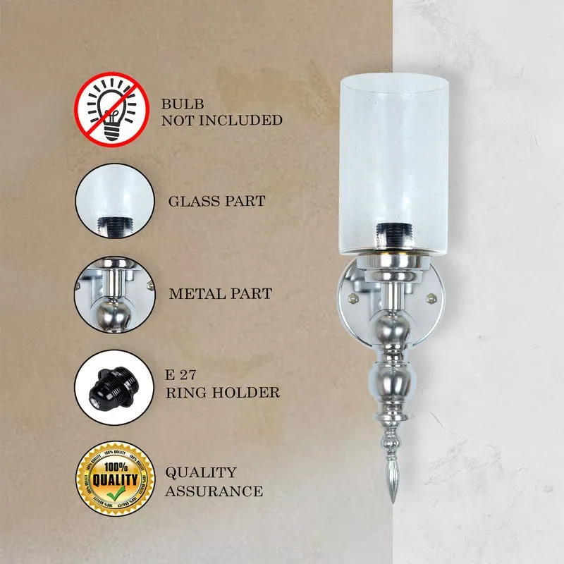 AuraGlow Versatile Glass & Metal Wall Lamp (Silver) - Set Of Two media 6