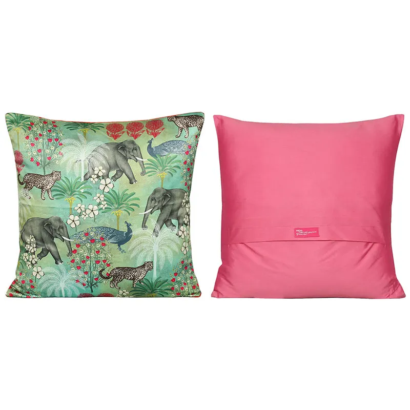 India Circus Rainforest Retreat Printed Satin Cushion Cover - Set Of Five media 5