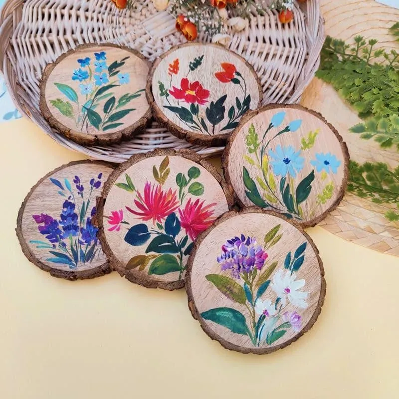 Grace Bloom Handpainted Coaster - Set Of Six media 4