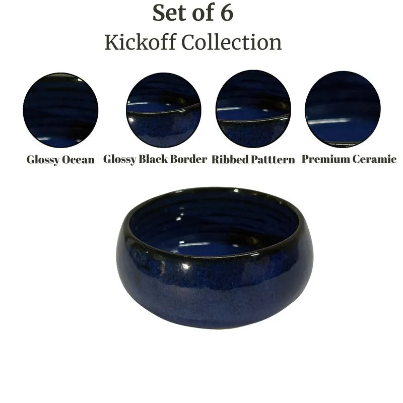 Nocturne Handcrafted Ceramic Dip Bowls (Blue,150 mL) - Set Of Six media 5