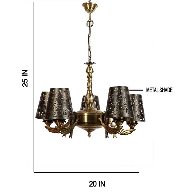 Ethnic Noma Etched Vistara Golden Antique Ceiling Lamp media 5