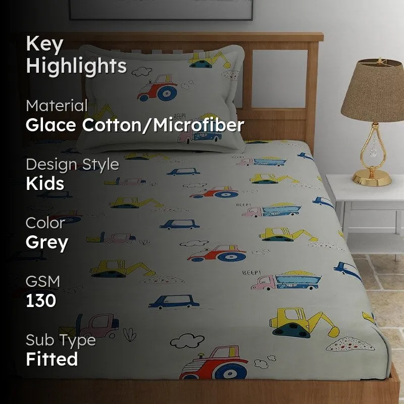 Truck Race Kids Microfiber Bedsheet  - 130 GSM media 2
