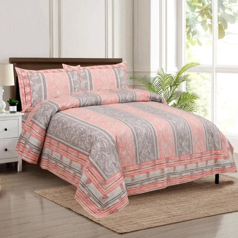 Sumina Printed Cotton Bedsheet (Coral) - 160 TC media 1