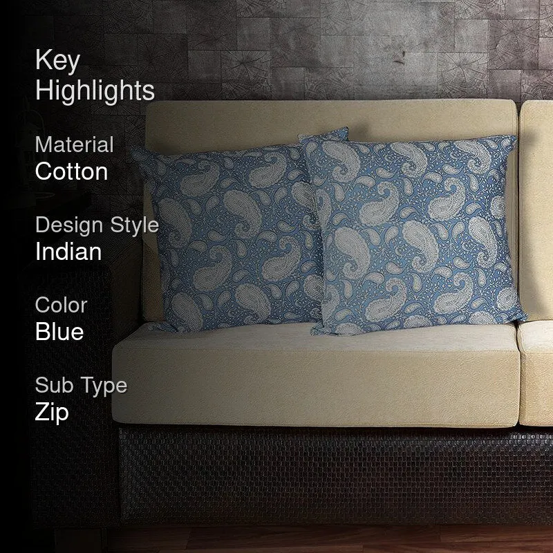 Ruksaana Printed Cushion Cover (Blue) - Set Of Two media 2