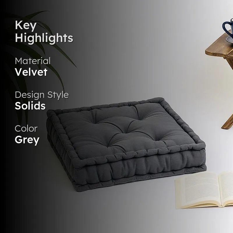 Thera Velvet Floor Cushion - Grey media 2