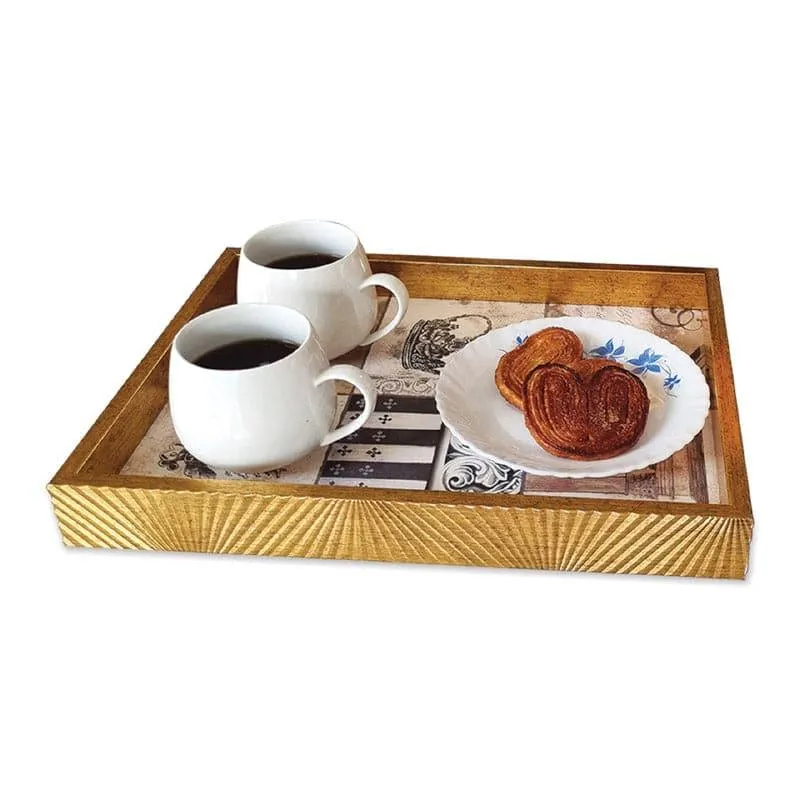 Stripe Stride Wooden Tray - Gold media 3