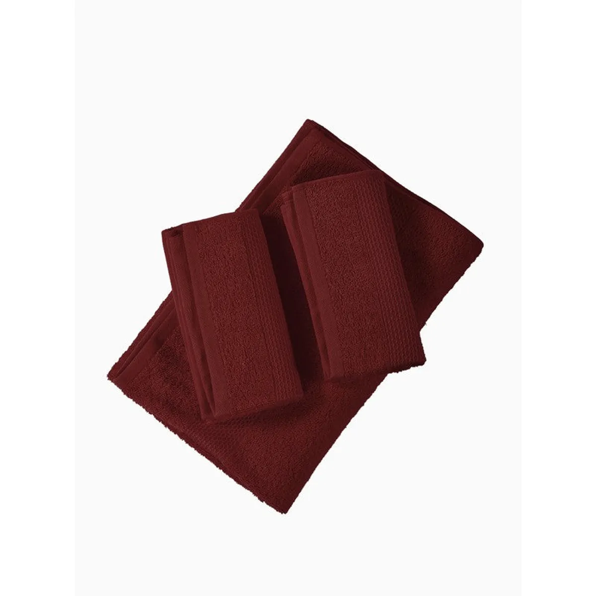 Top view of three folded brown towels arranged together