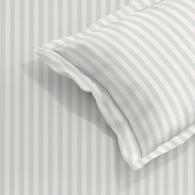 StripeScape Glace Cotton Fitted Bedsheet (Ivory) - 130 GSM - 7