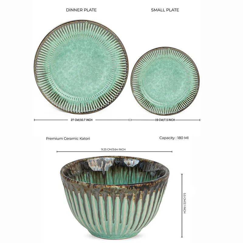 Mintora Green Ceramic Dinner Set - 6 Piece Set media 7
