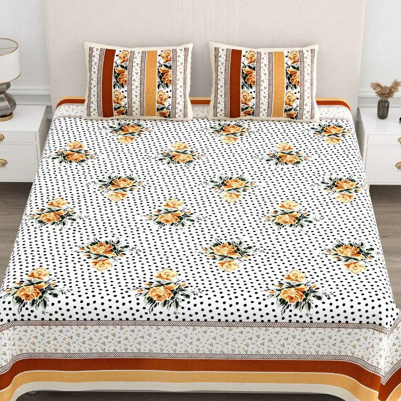 Livia Floral Cotton Bedsheet (Yellow) - 180 TC media 3