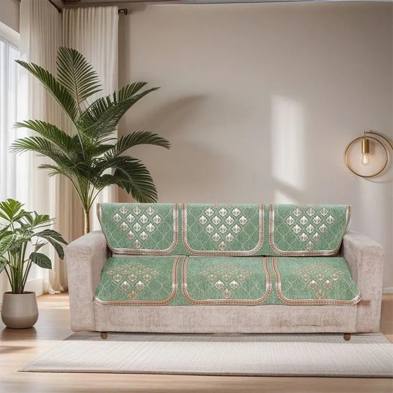 Nidha Sofa Cover (Green) - Set of Six media 3