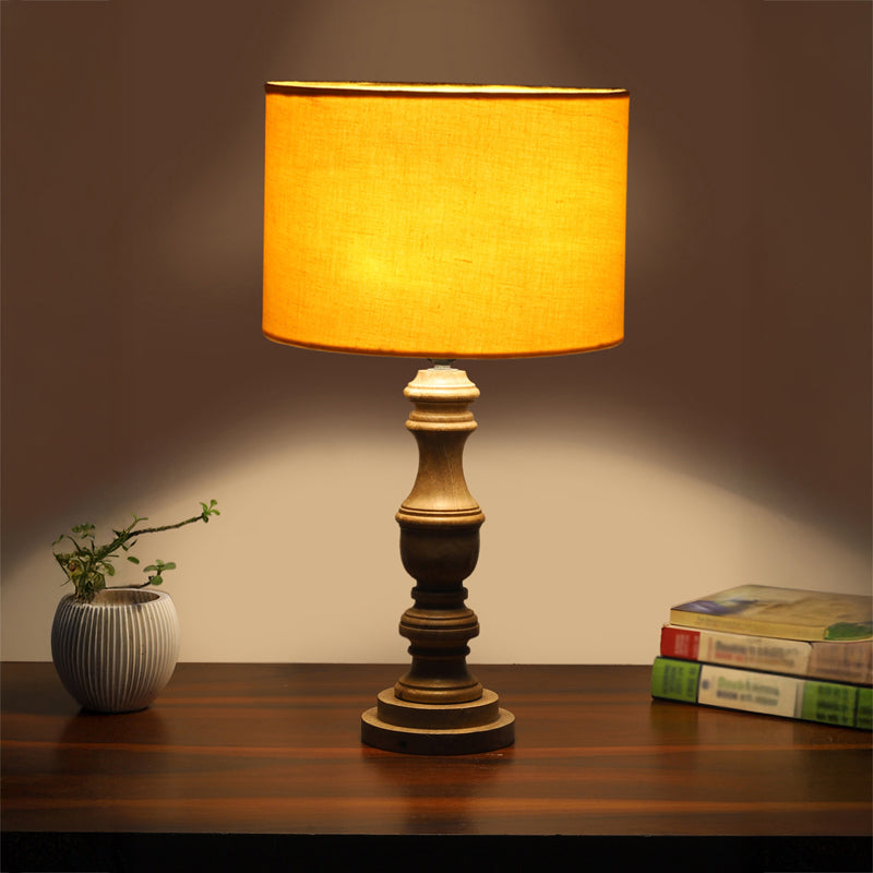 Cotin I Carve Wooden Table Lamp - Yellow,Brown