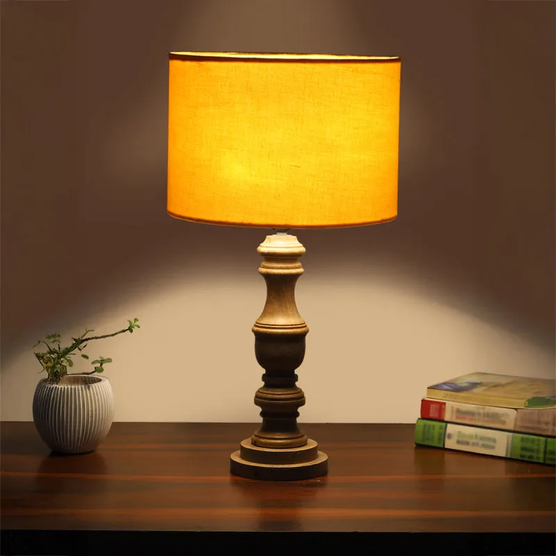 Cotin I Carve Wooden Table Lamp - Yellow,Brown media 1