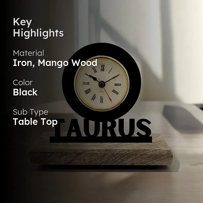 Taurus Zodiac Analog Table Clock media 2