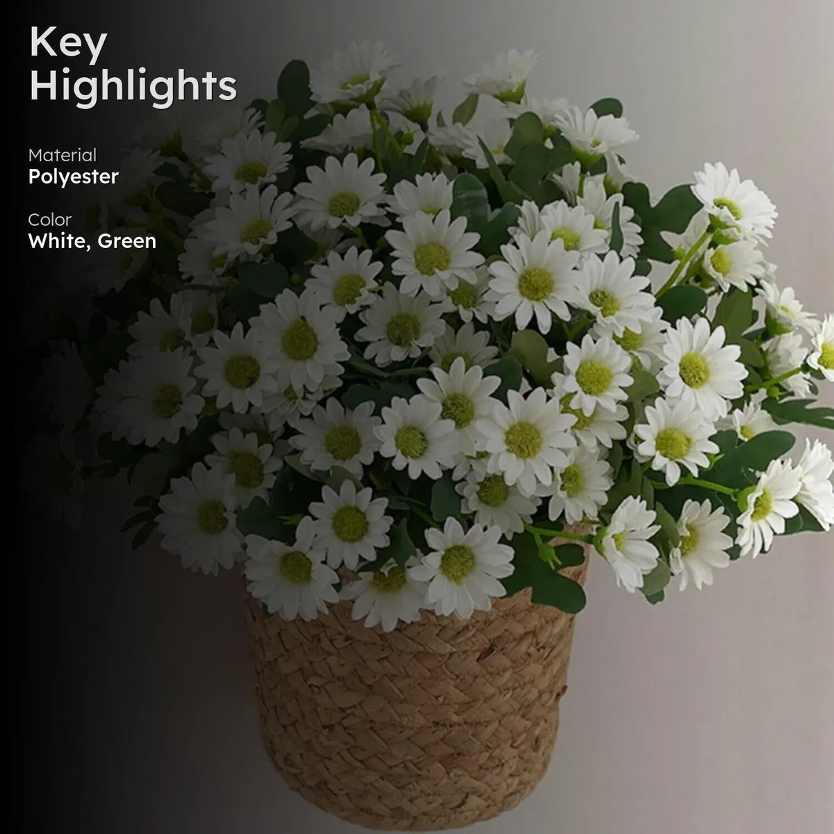 Azure Daisy Artificial Flower (White) - Set of Two media 2