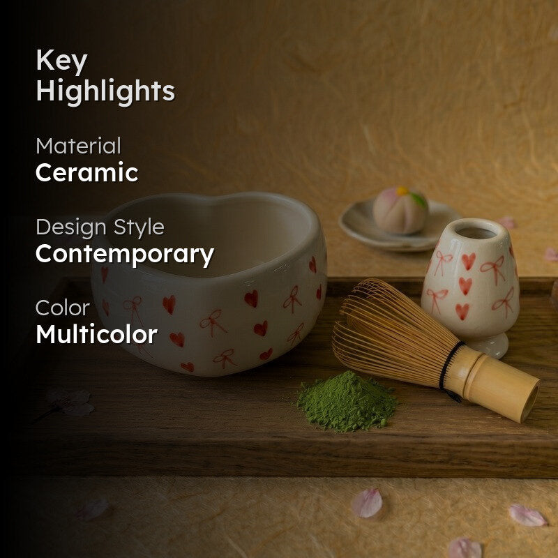 Chawan Classic Ceramic Matcha Bowl & Whisk Holder Set - 550 mL media 2