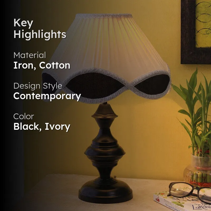 Glowforge Cotton Table Lamp With Iron Base - Ivory media 2