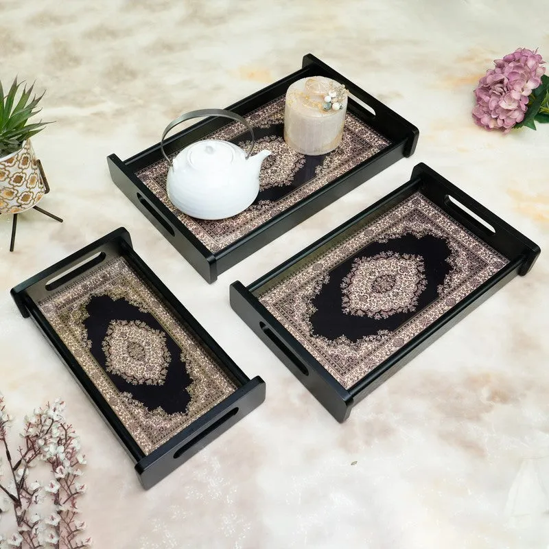 Velin Wooden Serving Tray - Set Of Three media 1