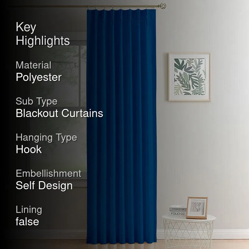 Noir Double Pinch Pleat Blackout Curtain - Royal Blue media 2