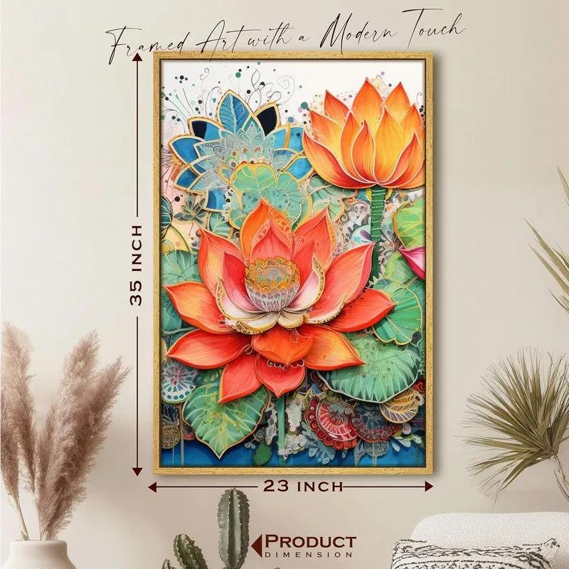 Flame Lotus Wall Art With Frame media 8
