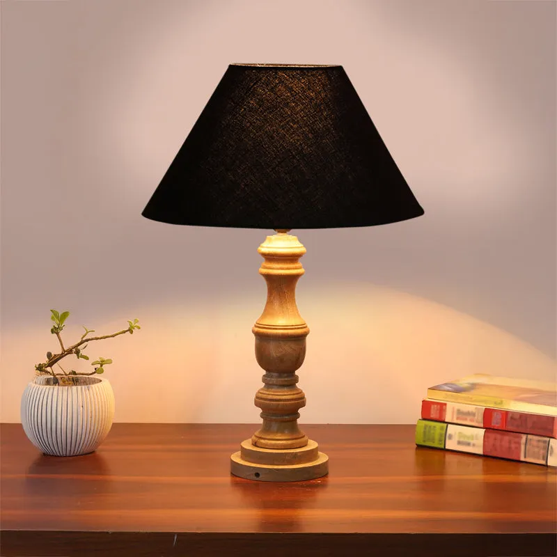 Cotin II Carve Wooden Table Lamp - Black,Brown media 2