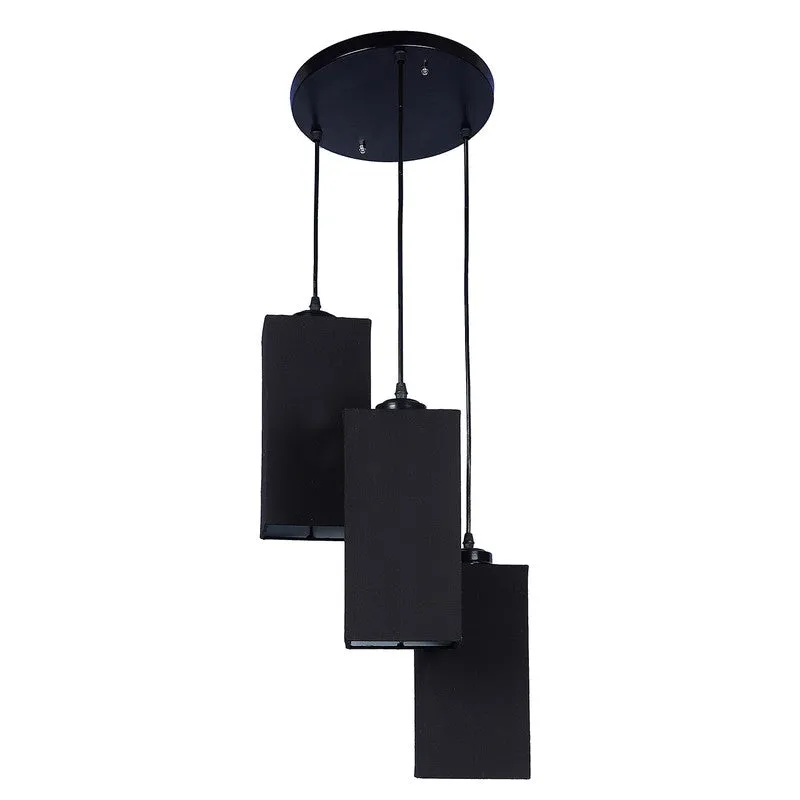 Warm Ivory Triple Metal Ceiling Lamp - Black media 5