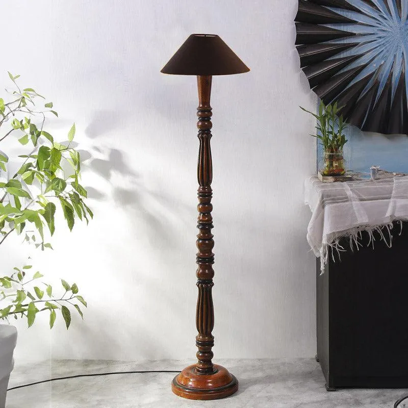 Krida Vintage Wooden Floor Lamp - Black media 3