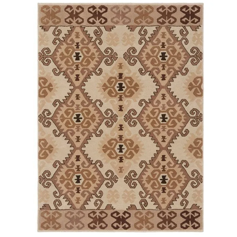 Fredegar Hand Tufted Ethnic Wool & Nylon Carpet - Brown media 1