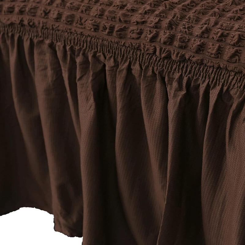 Bubble Frill Polyester Sofa Cover - Coffee Brown media 8