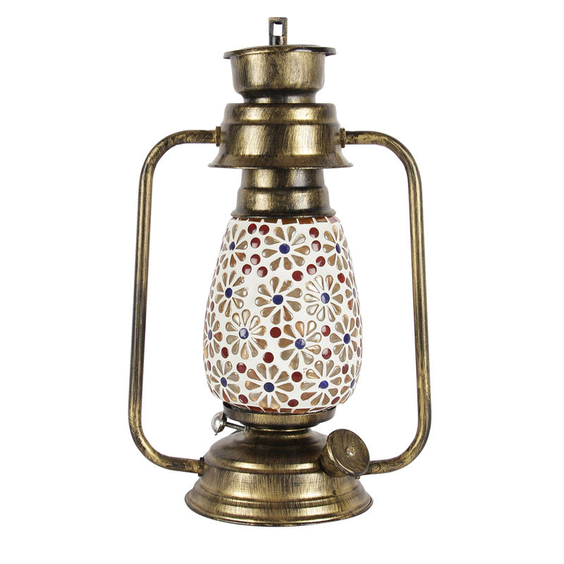 Admya Mosaic Lantern Iron & Glass Table Lamp - Multicolor media 5