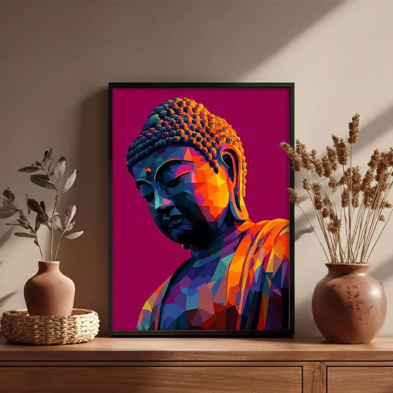 Prismatic Peace Buddha Archival Paper Wall Painting With Black Frame media 6