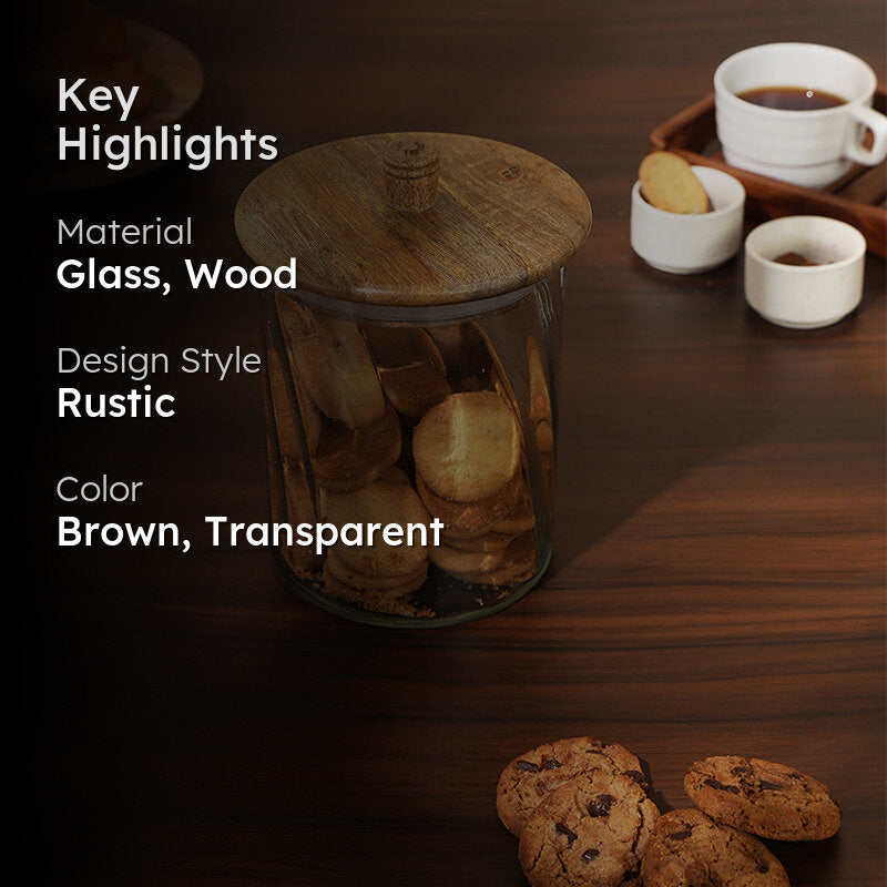 Orya Glass Jar With Airtight Wood Lid - 1900 mL media 2