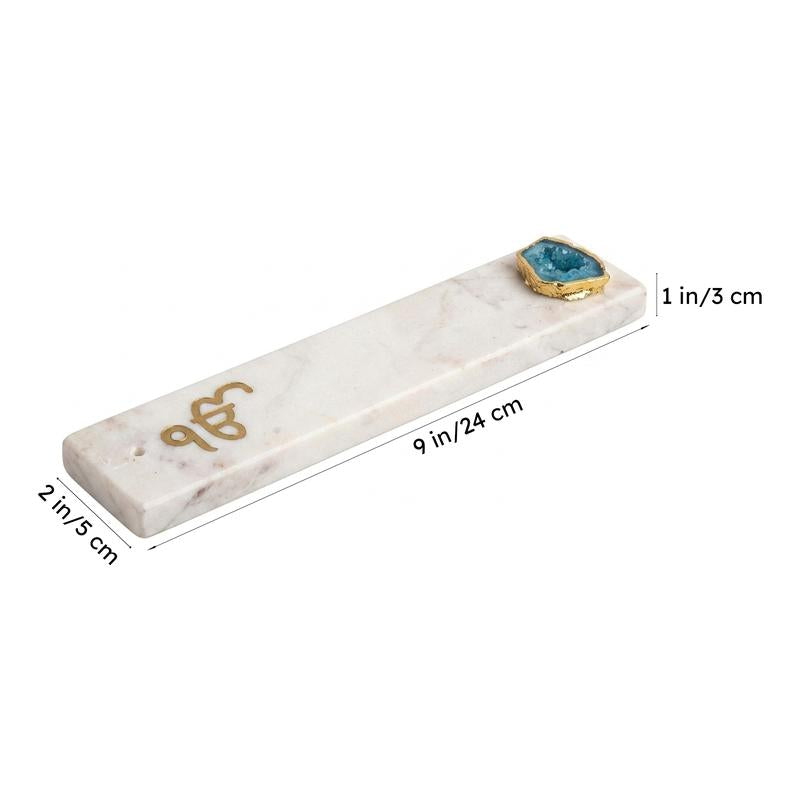 In Onkar Marble Incense Holder With Agate Plating - Turquoise Blue media 6
