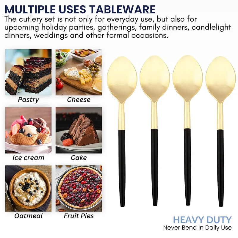 Stirling Stainless Steel Spoon Set (Gold & Black) - Set Of Six media 6