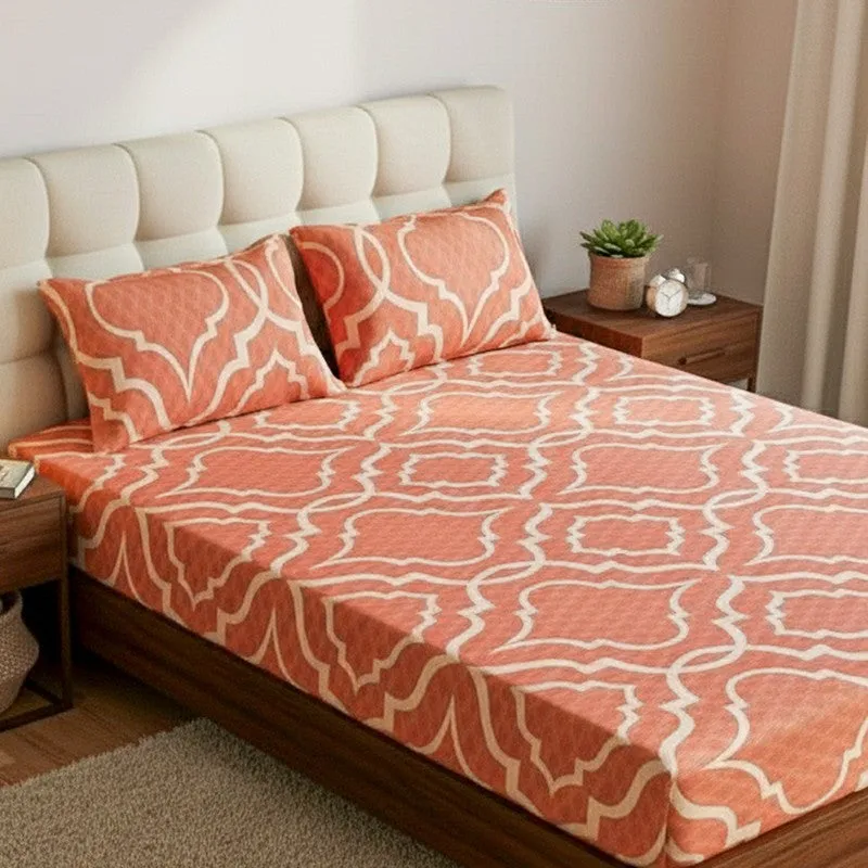 Medina Maze Ethnic Cotton Bedsheet (Brown) - 200 TC media 3
