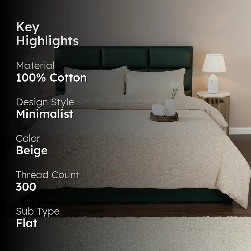 Axis Loom Cotton Bedsheet (Beige)- 300 TC media 2