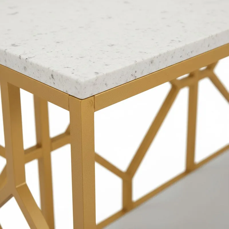 Extra Long Metal Console Table with Marble Top - Medium media 3