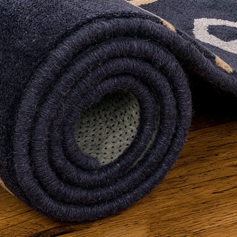 Coral Hand Tufted Cove Kids Wool & Nylon Carpet - Navy Blue media 4