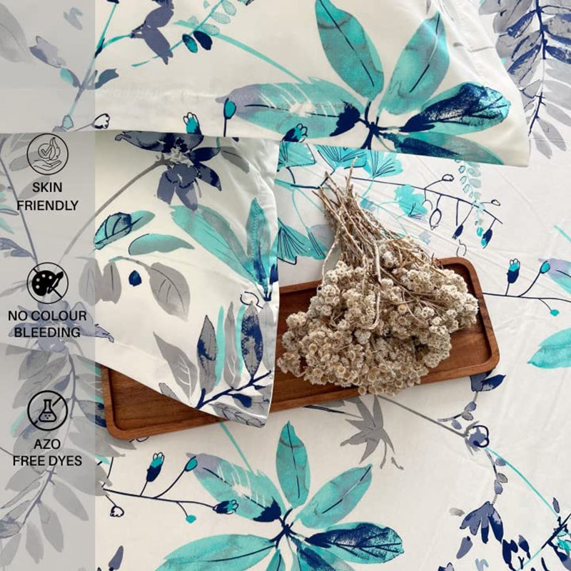 Urban Space Florvia Cotton Bedsheet (Blue) - 200 TC media 4