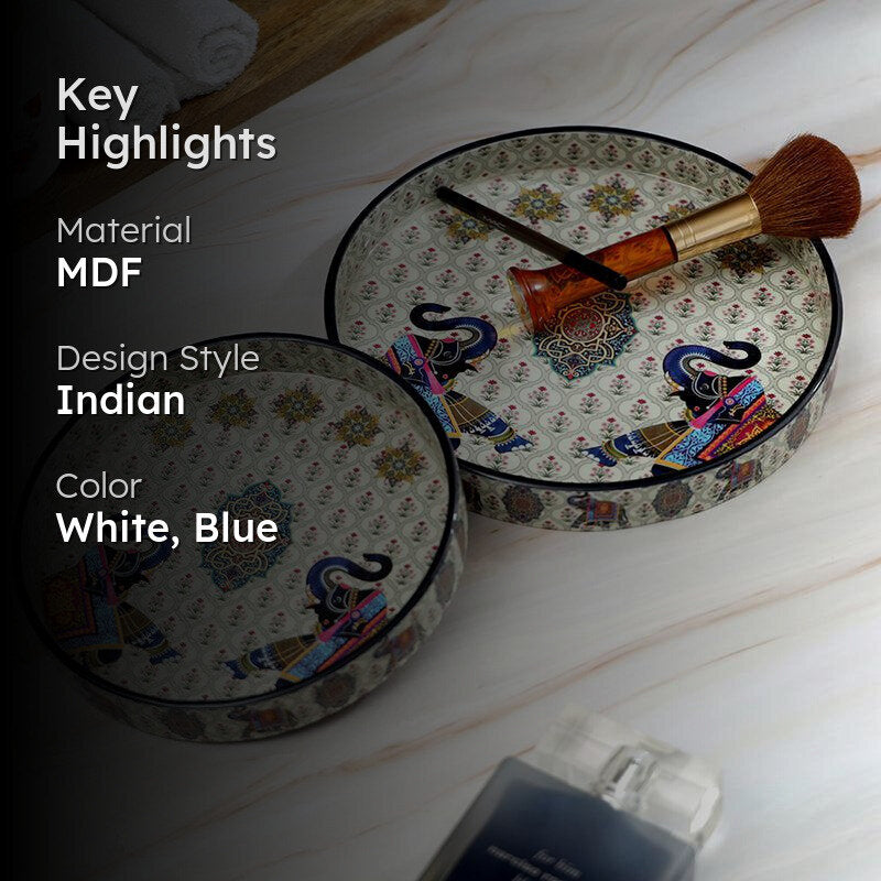 Ethnic Hastina Enamel Coated Serving Tray (Round) - Set Of Two media 2