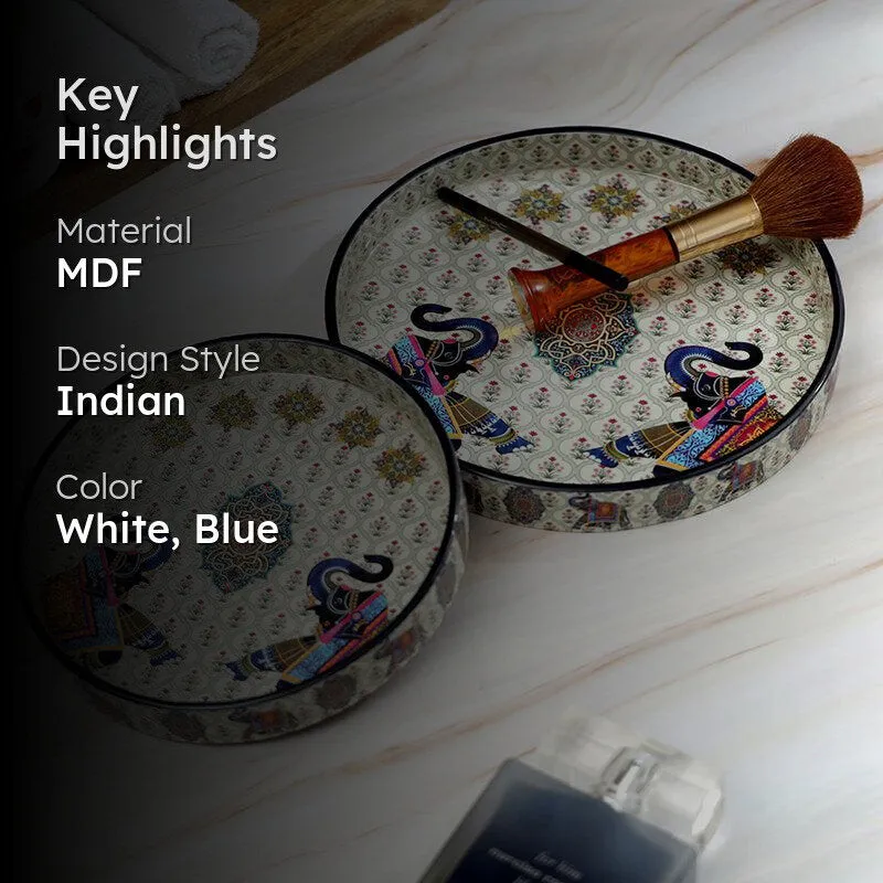 Ethnic Hastina Enamel Coated Serving Tray (Round) - Set Of Two media 2