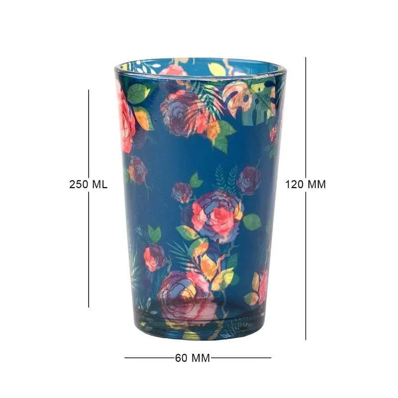 Misty Morning Roses Blue Chai Glass - Set of Four media 5