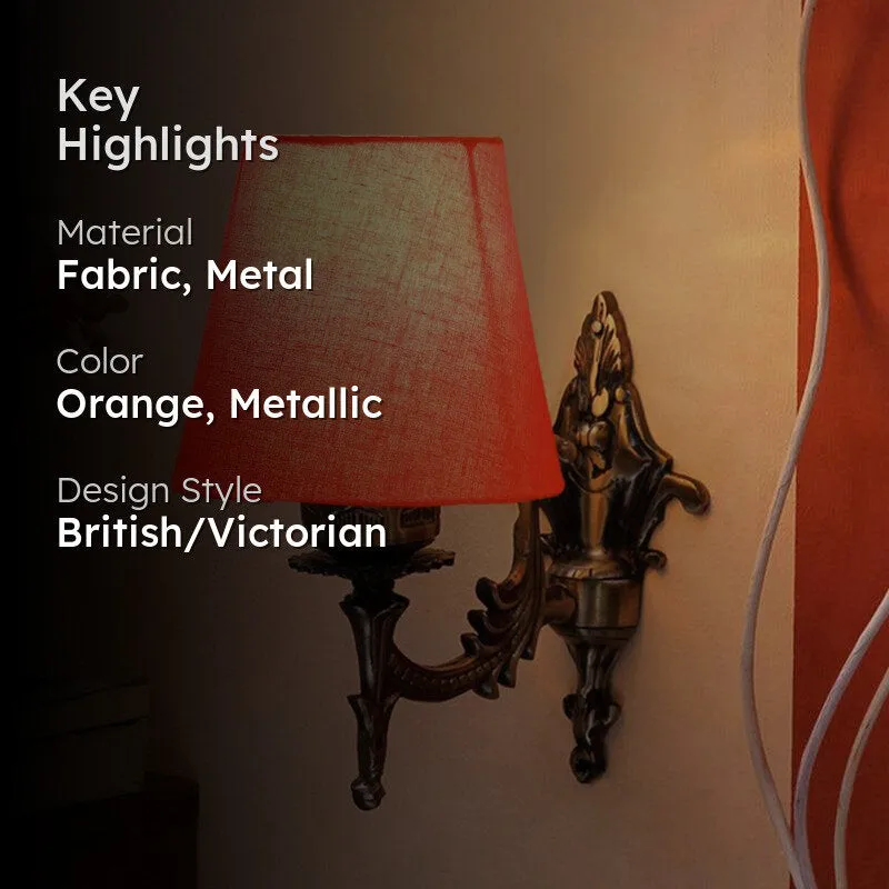 Vista Edrel Conical Fabric & Metal Wall Lamp - Orange media 2