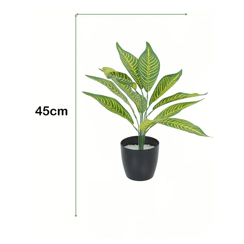 Edena Artificial Yellow Croton With Black Plastic Pot - 1.6 Feet media 5