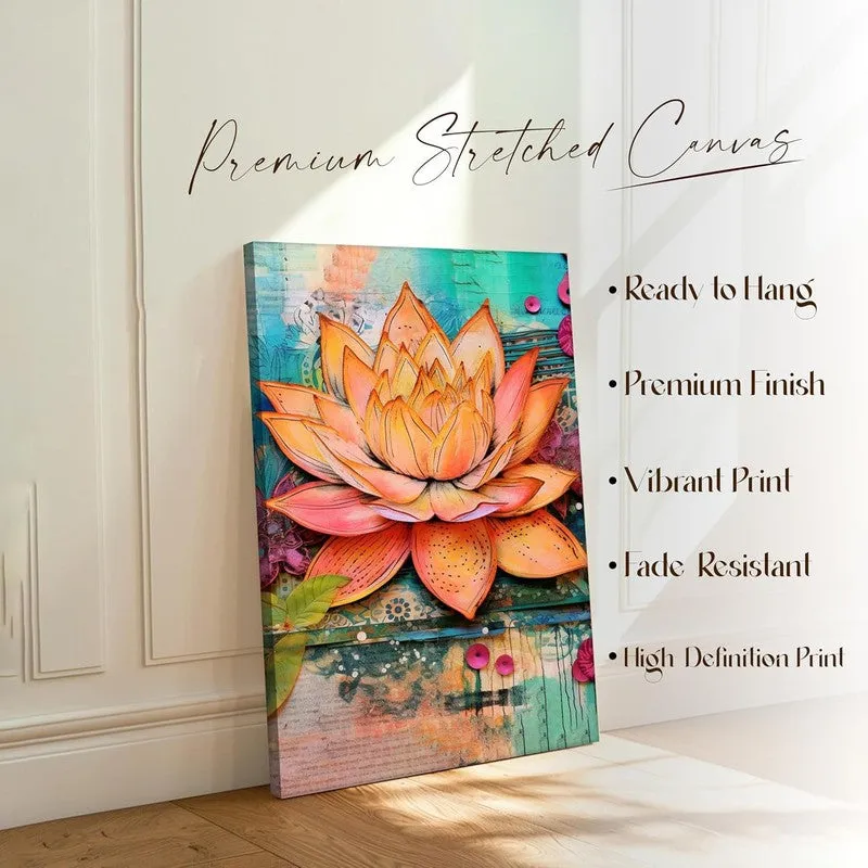 Sunset Lotus Wall Art Without Frame media 5