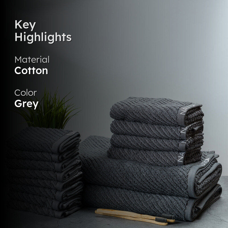 Nautica Riviera Soft Cotton Towel Set (Dark Grey) - Set Of Fourteen media 2
