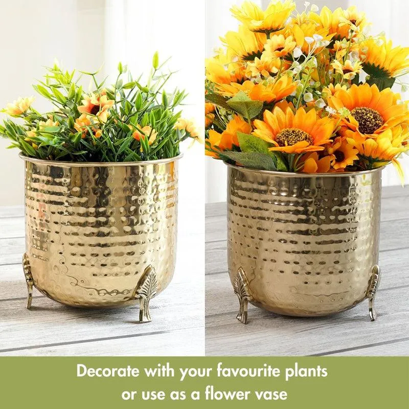 Finasa Metal Hammered Planter (Gold) - Set Of Two media 5