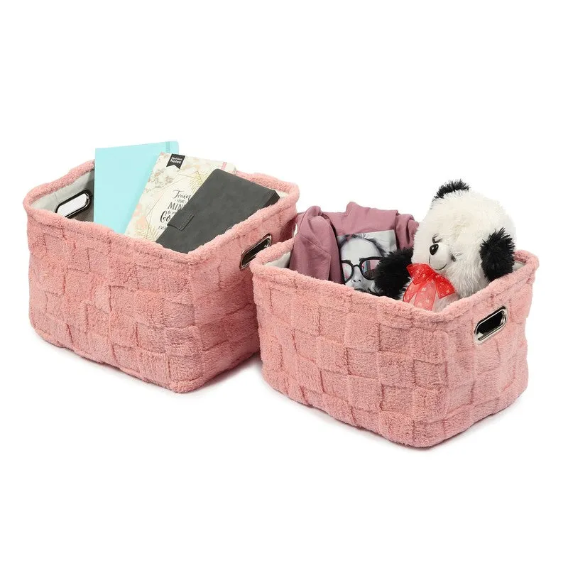 UrbanNest Fabric Storage Basket (Pink) - Set of Two media 5