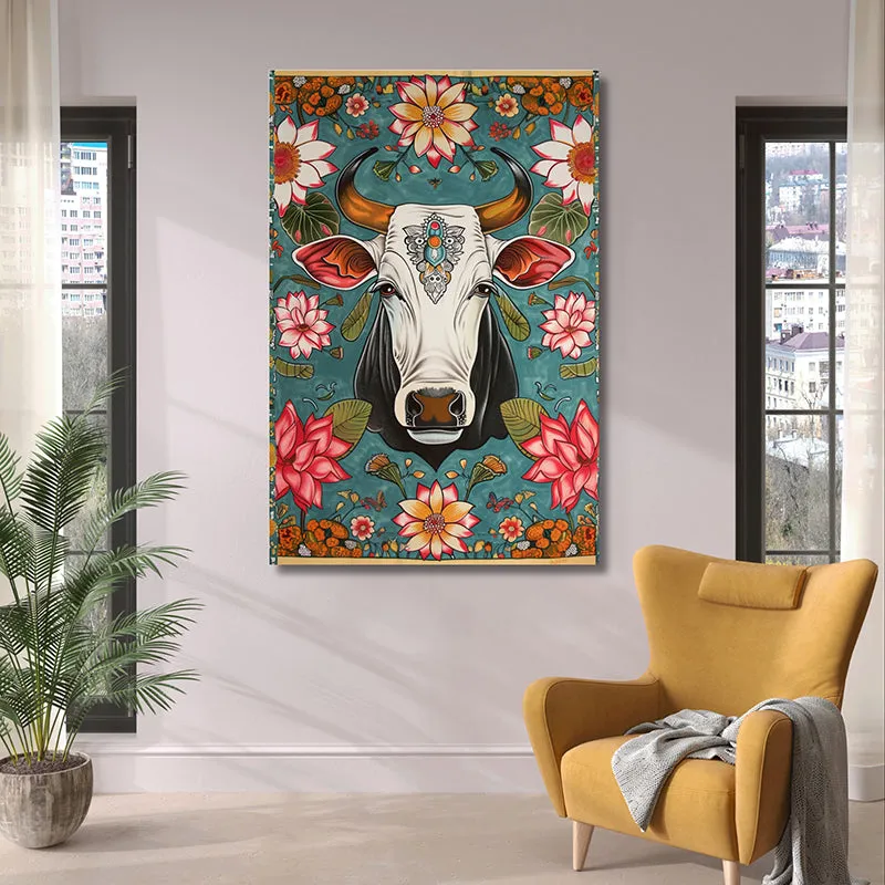 Floral Cow Canvas Wall Painting media 1